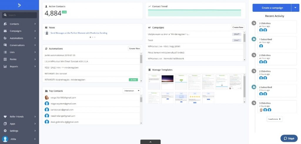 Active Campaign főoldal