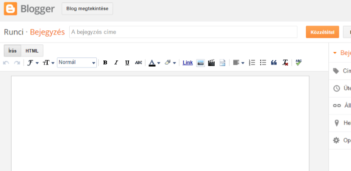 blogger új bejegyzés