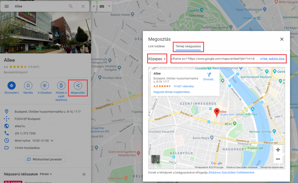 Google térkép beágyazás