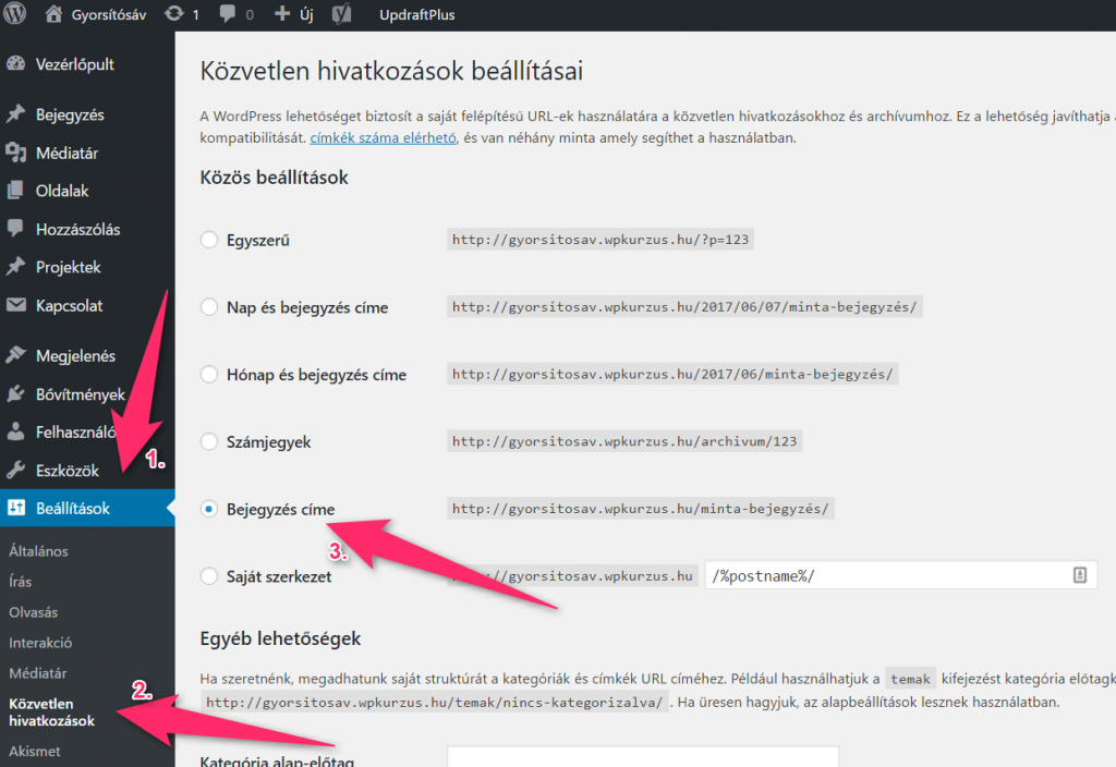 Közvetlen hivatkozások - bejegyzés címe