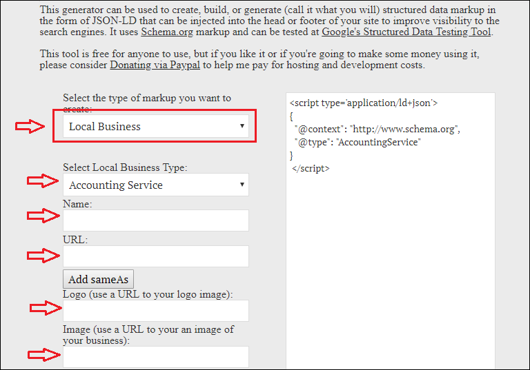 Localbusiness strukturált adat generáló