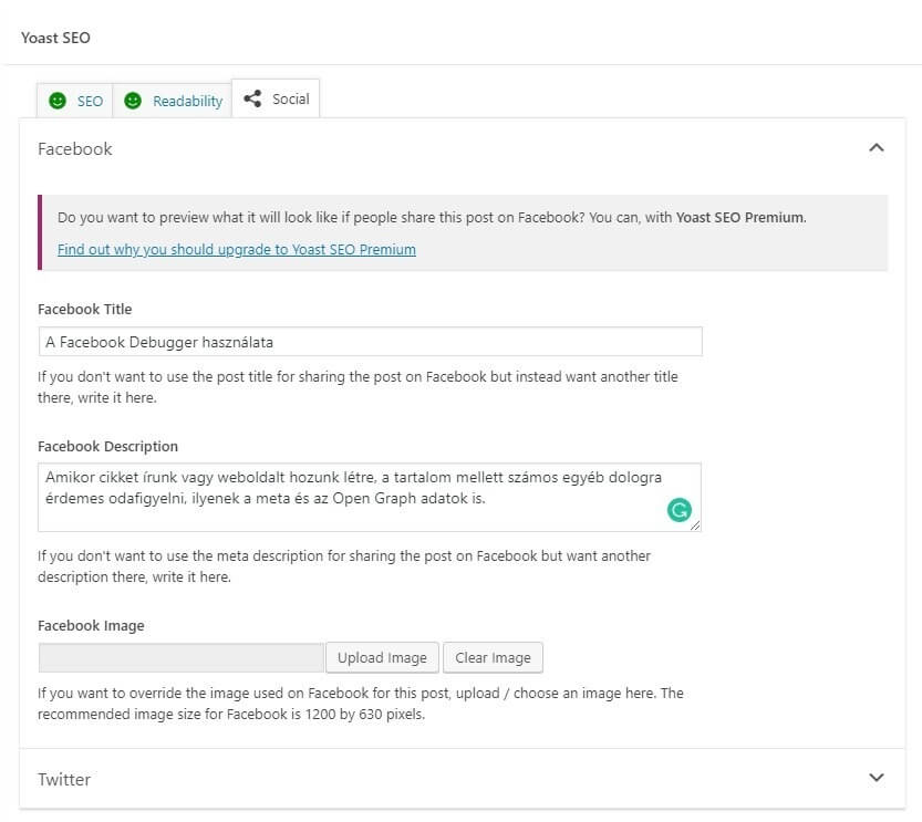 Yoast SEO meta adatok